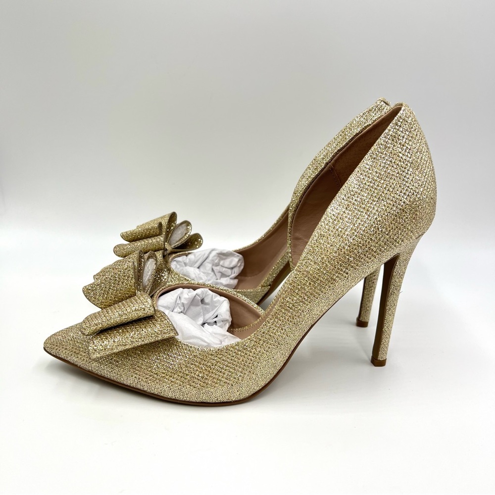 Betsey Johnson Womens Prince Metallic Gold D'Orsay Stiletto Heels Pumps Shoes - Picture 7 of 15